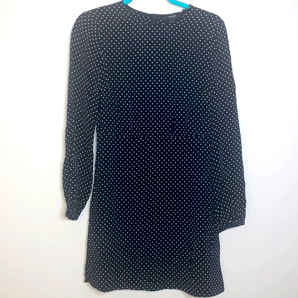 THEORY crew dress polka dot size 0 NWT - Picture 2 of 10